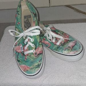 Vans Women's Teal Flamingo Canvas Low-Top Sneakers